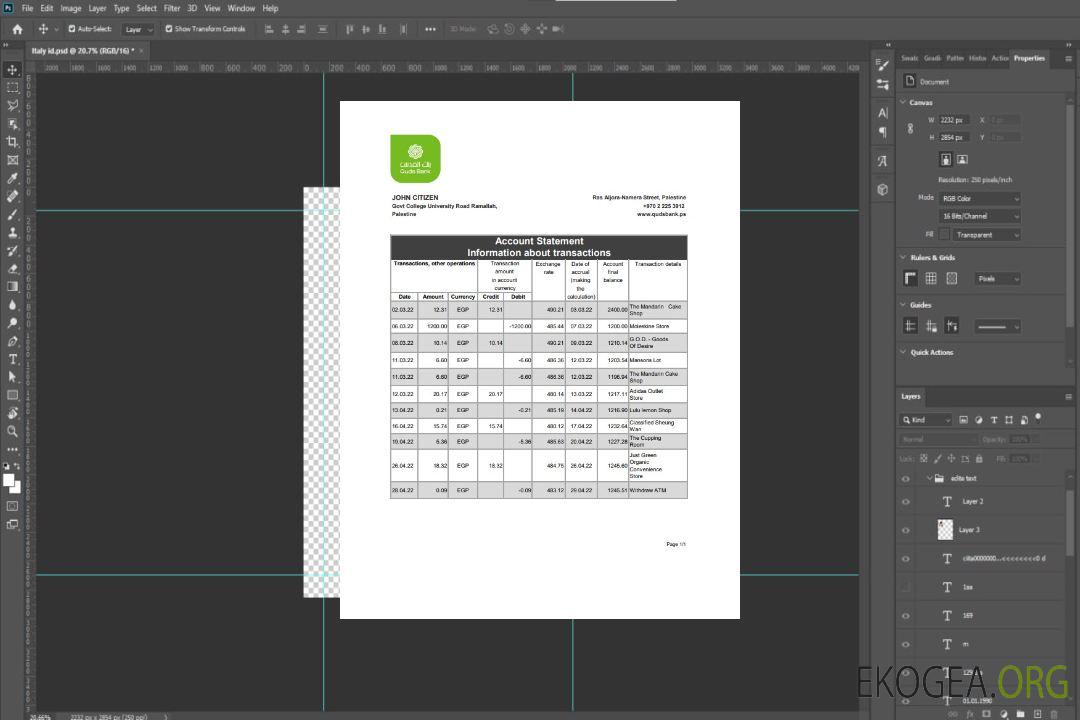 Relevé bancaire Palestine Quds xls template
